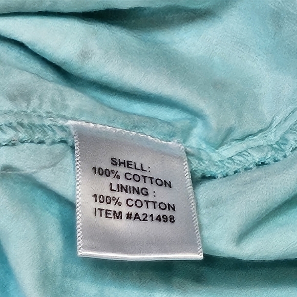 Appleseed's Petite Light Teal Eyelet Button Up 100% Cotton Jacket Sz PXL - Picture 7 of 7